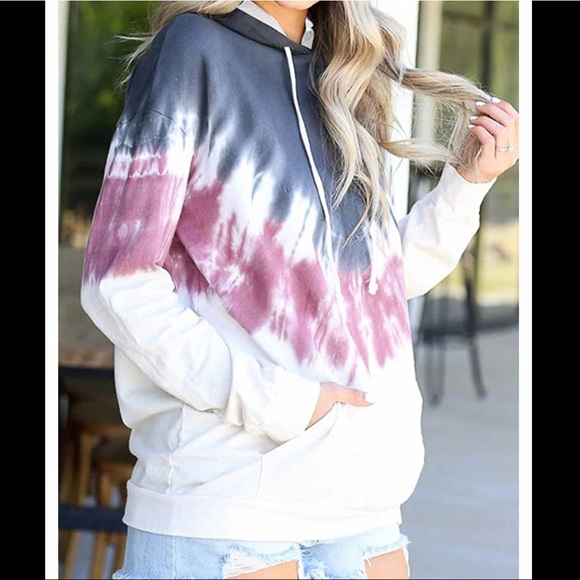 🆕 Tie Dye Printed Hoodie Top - Picture 4 of 6